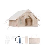 VEVOR Aufblasbare Zelte für Camping 3x3x2,3 m, 4–6 Personen, 300D Oxford 4 Jahreszeiten Glamping Zelt mit Handpumpe, Ofenanschluss, 2 Türen & 4 ...