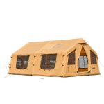 VEVOR Aufblasbares Zelt für Camping 8 12 Personen mit Handpumpe, 4,8x3,6x2,2 m Glamping Zelt mit 2 Oberlichtern, Baldachin, Ofenanschluss, 2 Türen & ...