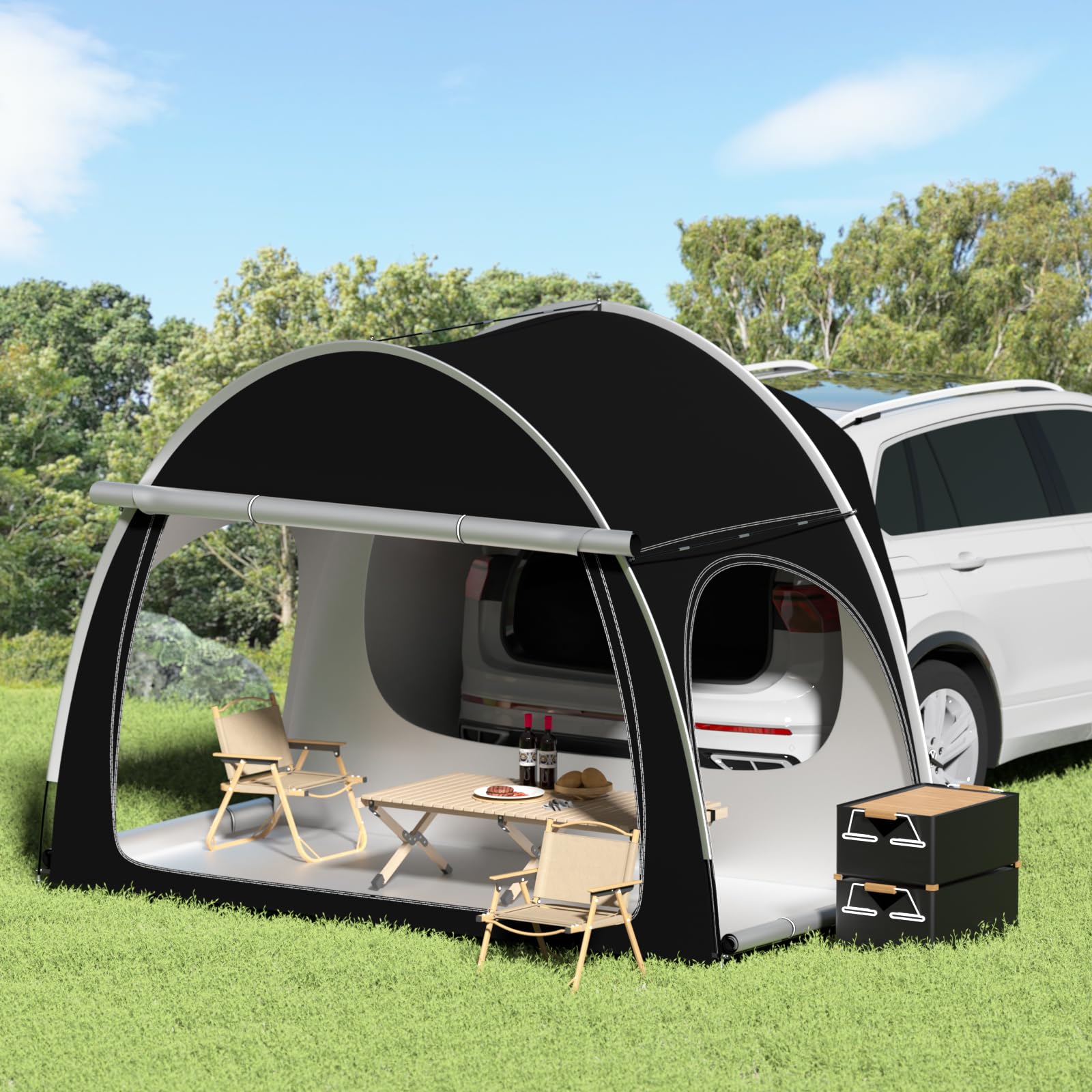 zelt-fuer-auto-363kuq.jpg SUV Camping Zelt, Heckzelt Auto Für 2 3 Personen, Schwarz EU QCZP BK | 300x210x150CM, 4000 mm wasserdicht, Familienzelt, Outdoor Zelte für Camping, ... – Bild 1