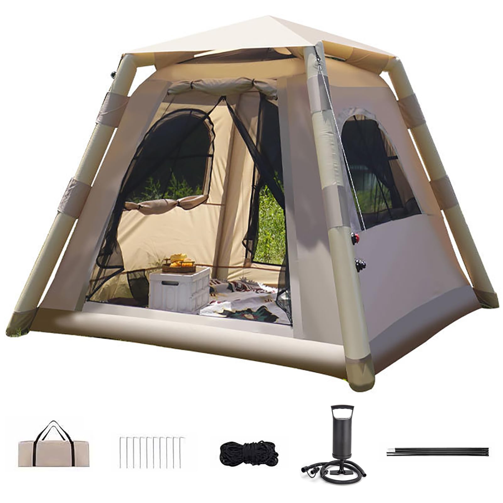 zelt-kaufen-4-personen-539zcb-1.jpg Kabxhueo Aufblasbare Zelt mit Pumpe 4 Personen Zelte für Camping Campingzelt Glamping Zelte große Familie Kuppelzelt Wasserdicht mit 4 Mesh Fenster & Türen einfache Einrichtung für Wandern Backpacking : Amazon.de: Sport & Freizeit – Bild 1