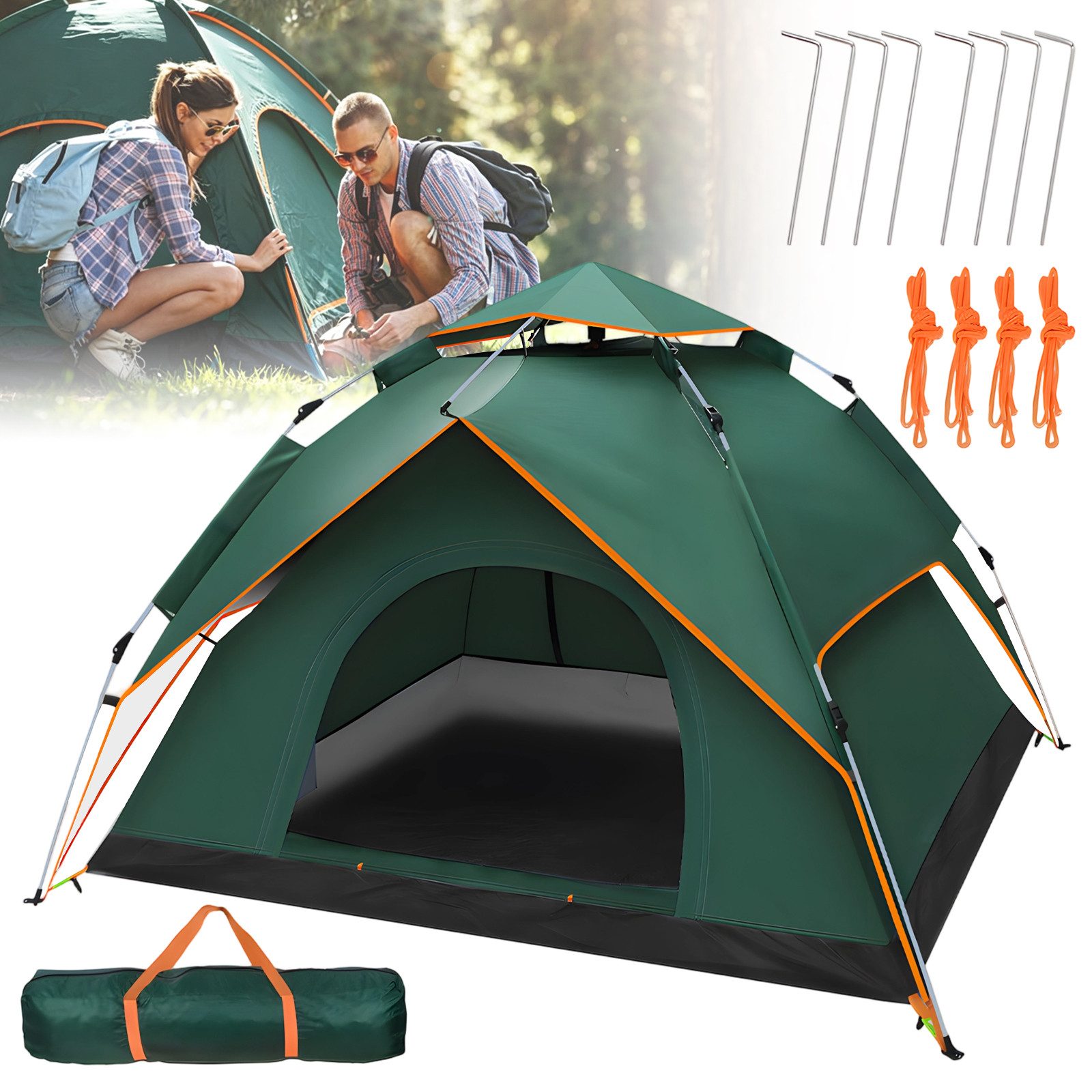 zelt-wasserdicht-388vwp-1.jpg AKKEE Kuppelzelt Automatisches Pop up Zelt für 3 4 Personen, wasserdicht, für Camping, Wandern, Picknick, Jagen und Angeln – Bild 1