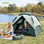 Sekey 2 Personen Kuppelzelt mit Hydraulik Pop up System – Campingzelt wasserdicht PU3000+, UV50+ Sonnenschutz, 2 in 1 Strand & Outdoor Zelt mit ...
