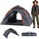 Wurfzelt 2 4 Personen Pop Up Zelt Wasserdicht 3000mm – Camping Zelt Automatik mit 2 Türen, 2 Fenstern & Moskitonetz, atmungsaktiv, schnell aufbaubar ...