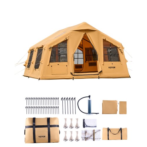 zelt-zum-aufpumpen-484rog-1.jpg VEVOR Aufblasbares Zelt für Camping 8 12 Personen mit Handpumpe, 4,8x3,6x2,2 m Glamping Zelt mit 2 Oberlichtern, Baldachin, Ofenanschluss, 2 Türen & ... – Bild 1