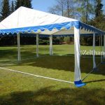 Zeltdach 6x6m, PVC blau weiß